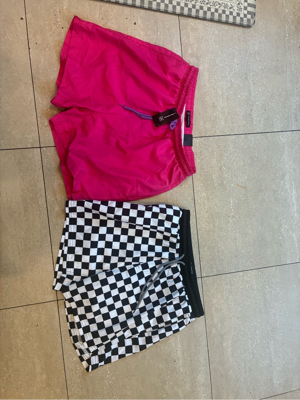 INC International Concepts Hot Pink Elastic-Waist Swim trunks